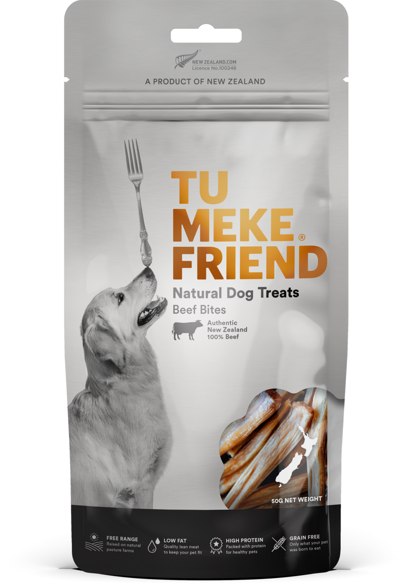 TU MEKE FRIEND Air-Dried Natural Dog Treats Beef Bites - 50g | PeekAPaw Pet Supplies