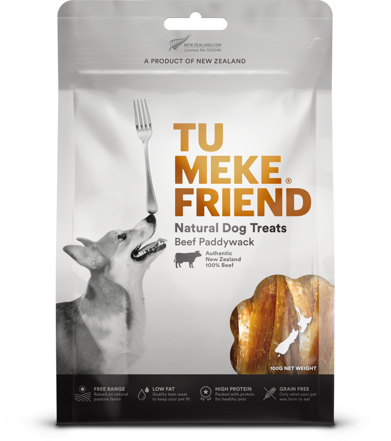 TU MEKE FRIEND Air-Dried Natural Dog Treats Beef Paddywack - 100g | PeekAPaw Pet Supplies