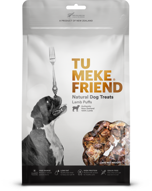 TU MEKE FRIEND Air-Dried Natural Dog Treats Lamb Puffs - 80g | PeekAPaw Pet Supplies