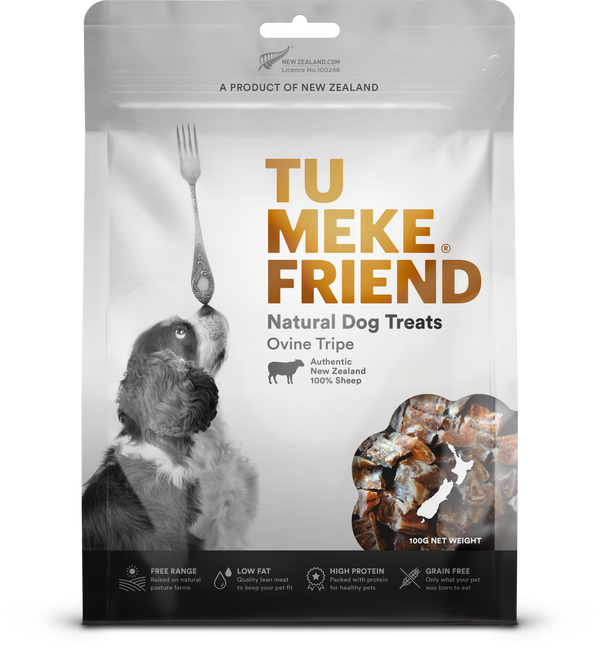 TU MEKE FRIEND Air-Dried Natural Dog Treats Ovine Tripe - 100g | PeekAPaw Pet Supplies