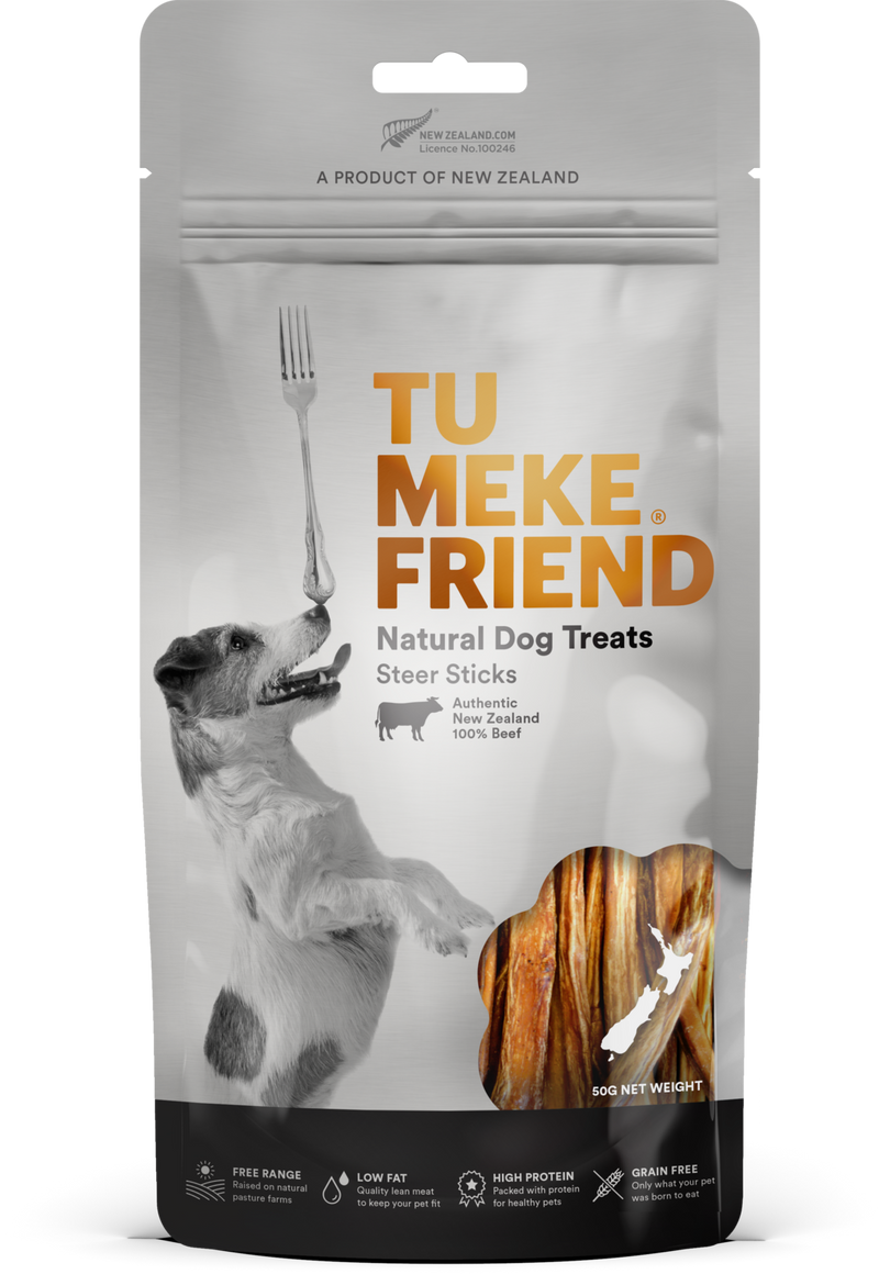 TU MEKE FRIEND Air-Dried Natural Dog Treats Steer Sticks - 50g | PeekAPaw Pet Supplies