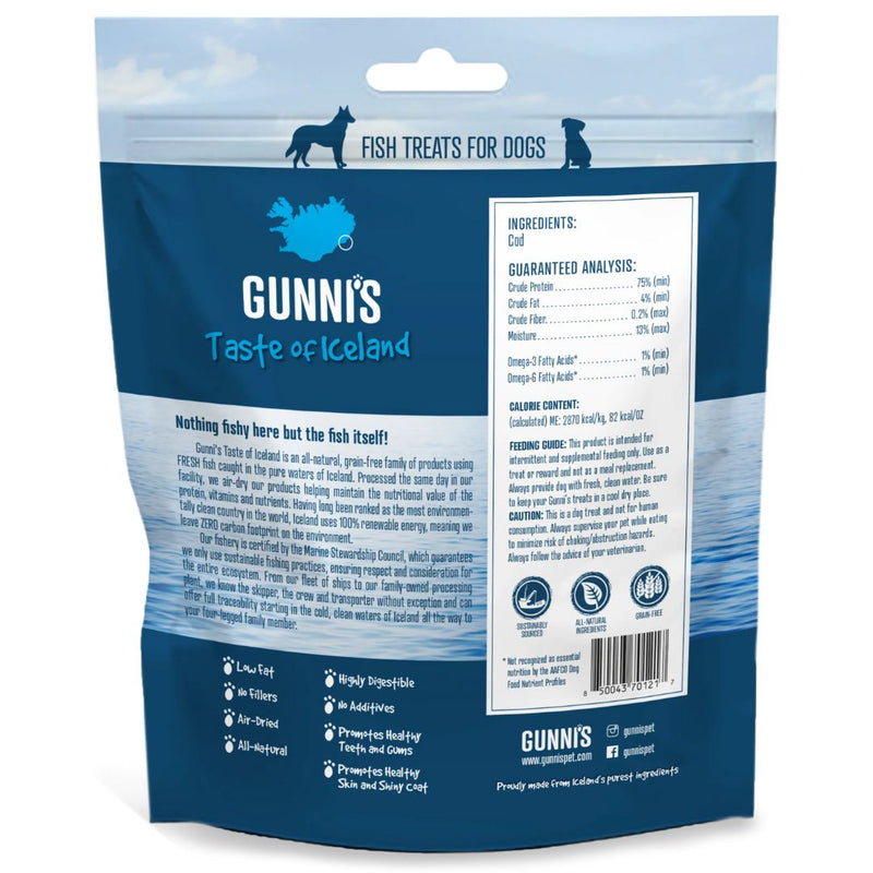 Gunni's Taste of Iceland Dog Treats Cod Skin Chips - 255g | PeekAPaw Pet Supplies