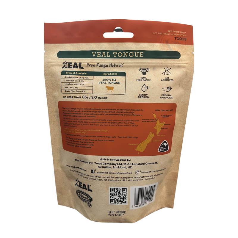 Zeal Air Dried Veal Tongue Dog Treats