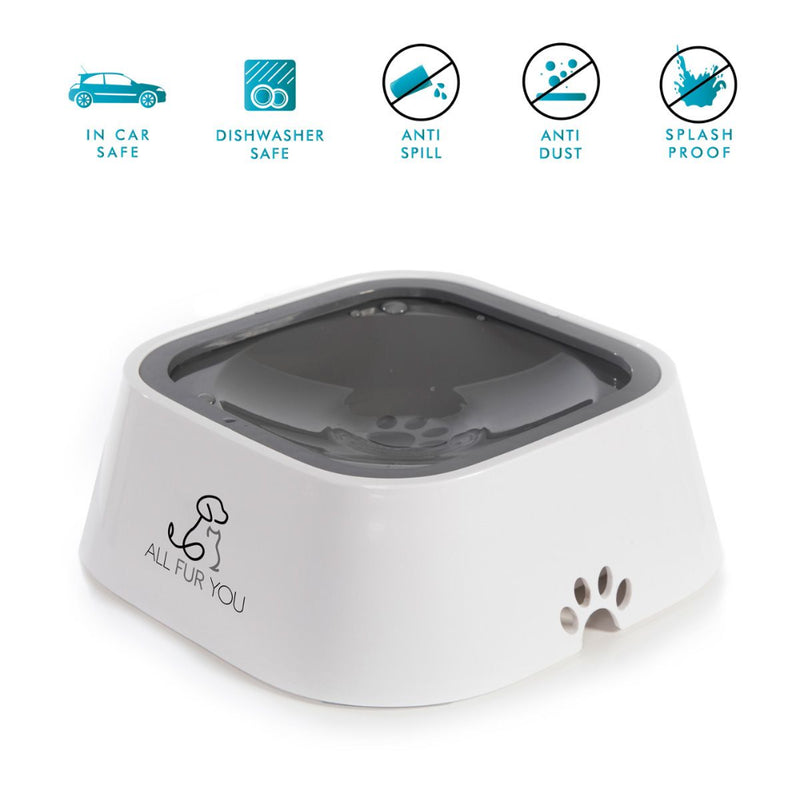 All Fur You Spill Proof Dog Bowl - 1L Grey | PeekAPaw Pet Supplies