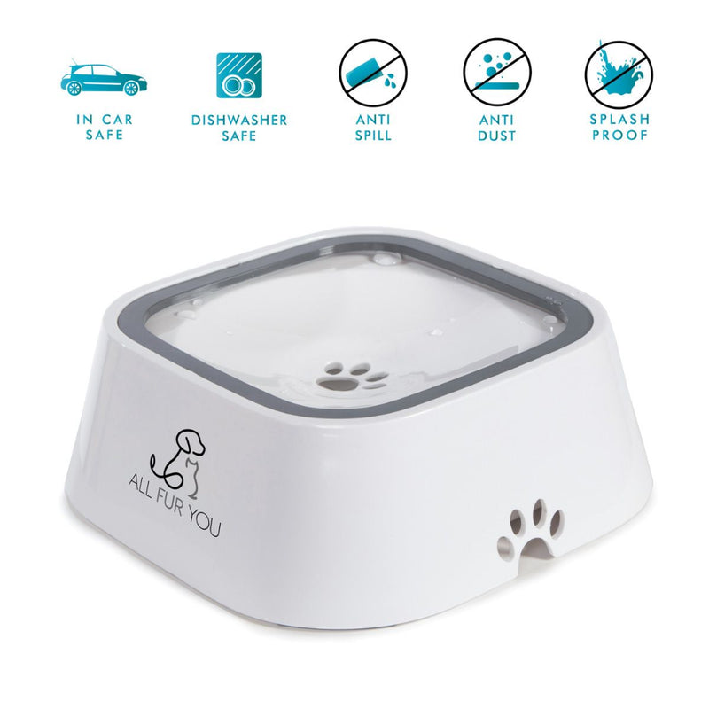 All Fur You Spill Proof Dog Bowl - 1L White | PeekAPaw Pet Supplies