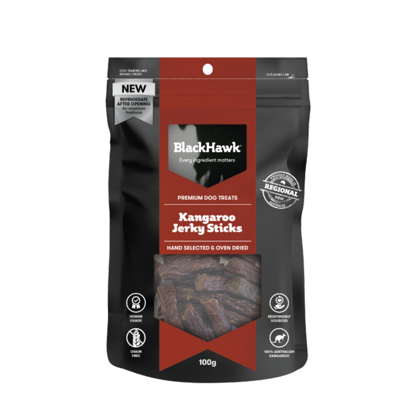 Black Hawk Dog Treats Kangaroo Jerky Sticks 100g