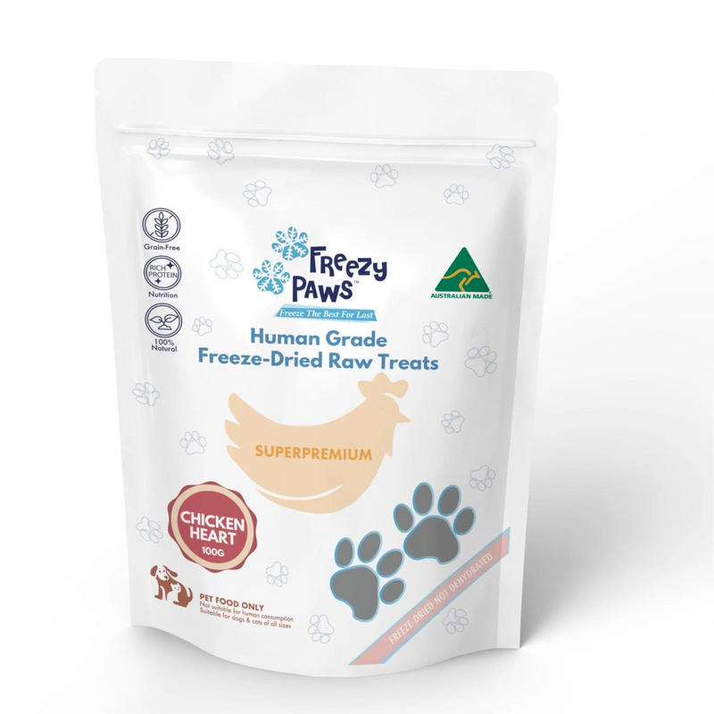 Freezy Paws Freeze Dried Chicken Heart Treats 100g