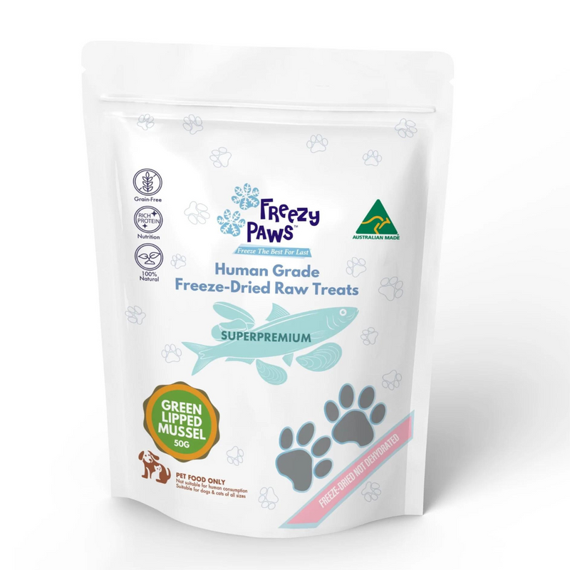 Freezy Paws Freeze Dried Green Lipped Mussels Treats 50g | PeekAPaw Pet Supplies