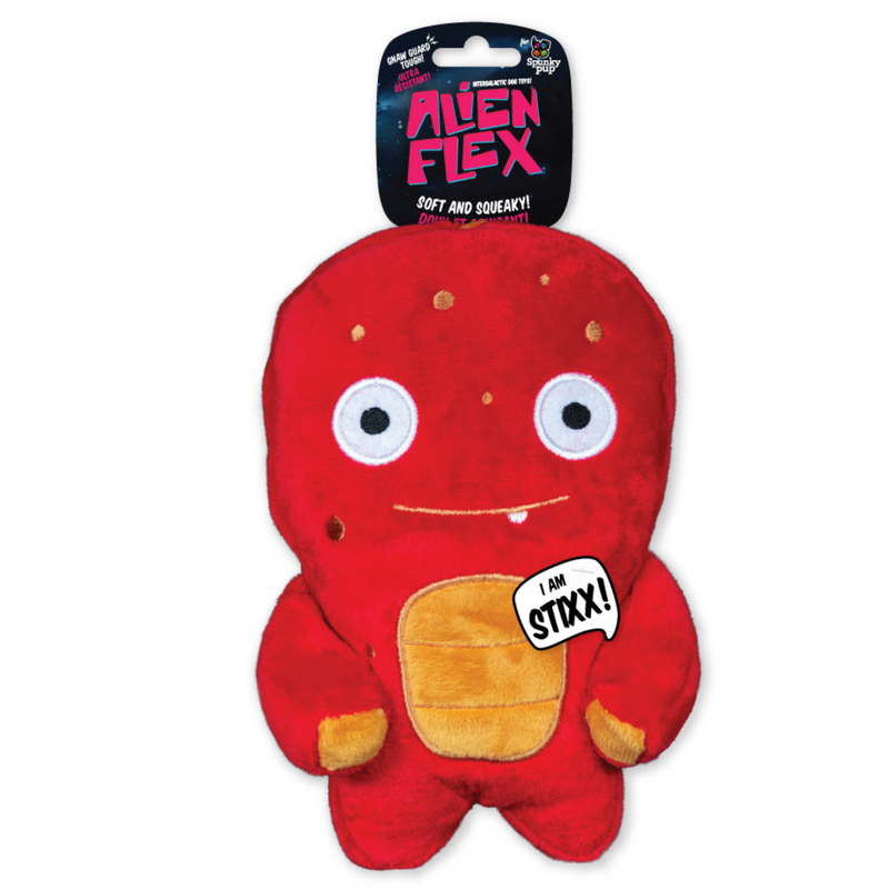 Spunky Pup Dog Toy Alien Flex Plush Stixx