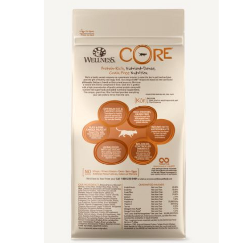 Wellness Core Dry Cat Food Grain Free Original Chicken Turkey