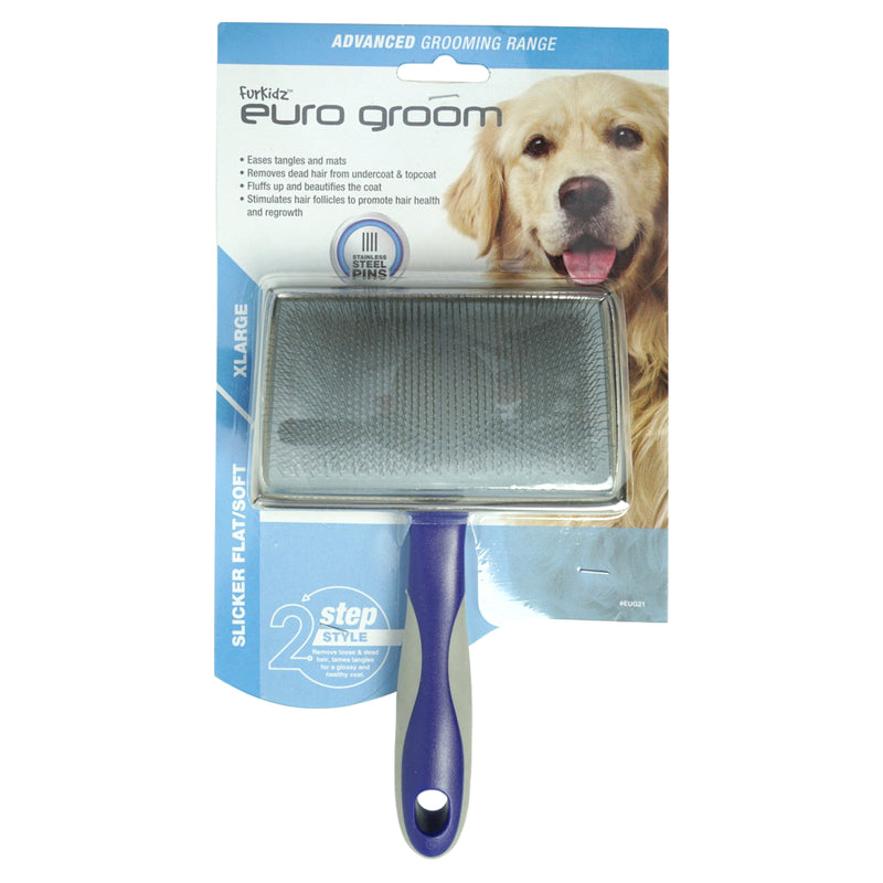 Euro Groom Dog Flat Slicker Brush Soft Pin Extra Large