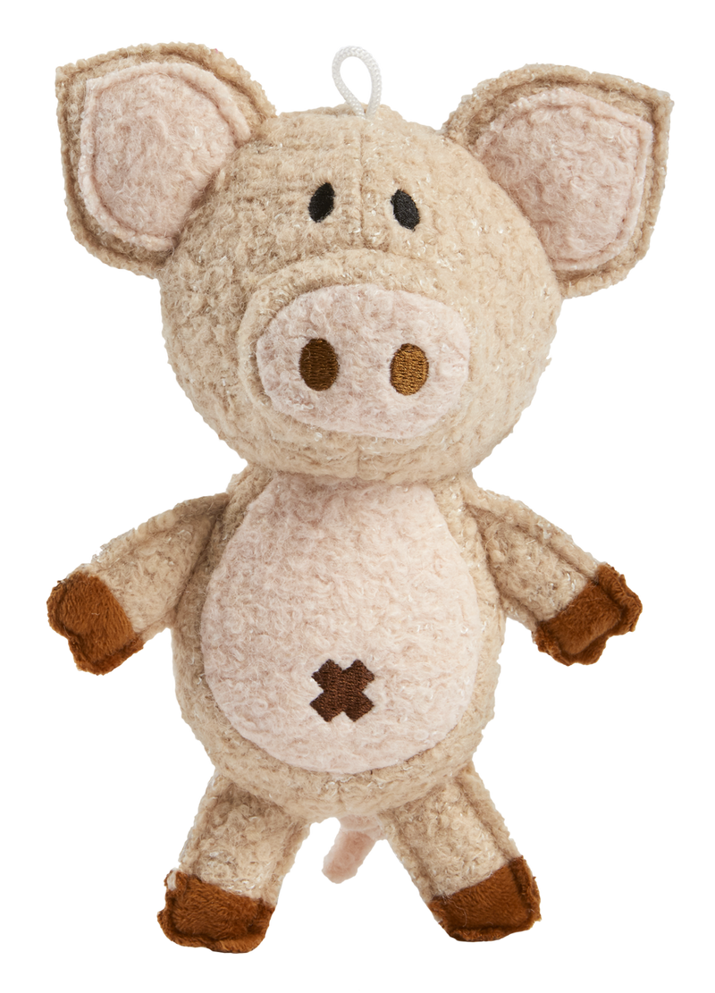 Spunky Pup Dog Toy Woolies Organic Squeak Pig