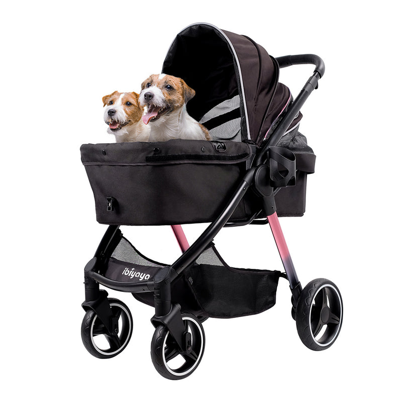 Ibiyaya Luxury Retro Style Foldable Pet Stroller 30kg 07