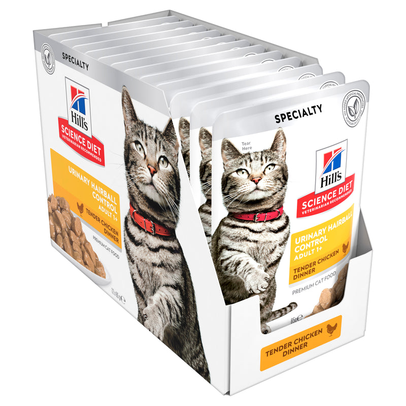 Hill's Science Diet Adult Urinary Hairball Control Chicken Cat Food Pouches 02