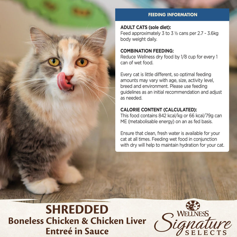 Wellness Core Wet Cat Food Signature Selects Shredded Boneless Chicken & Chicken Liver by Peekapaw