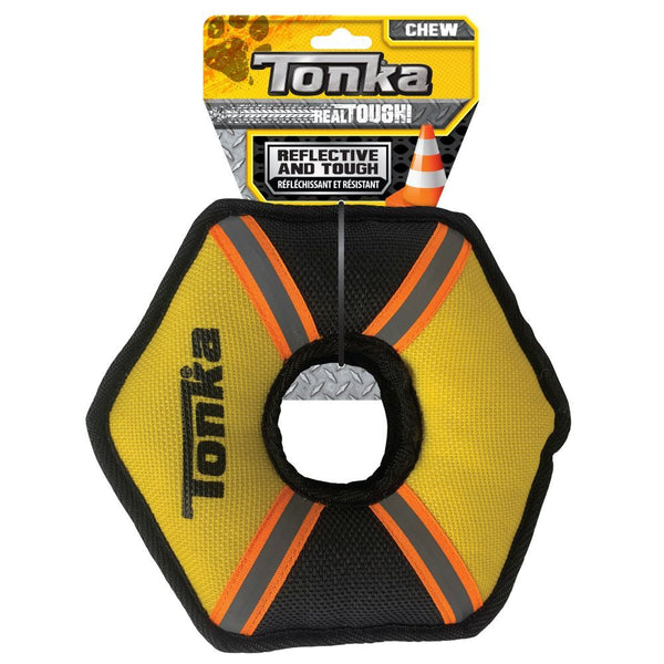 Tonka Dog Toys Tuff - Poly Filled Hex Ring Yellow/Black 23cm