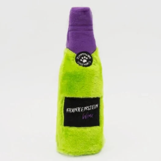 Zippy Paws Dog Toys Plush Happy Hour Crusherz Frankenstein Wine