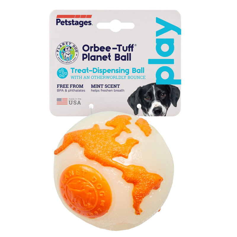 Planet Dog Orbee-Tuff Planet Ball Treat-Dispensing Dog Toy - Glow in the Dark & Orange by PeekAPaw